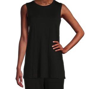 Jersey Ribbed Knit Tank - Black